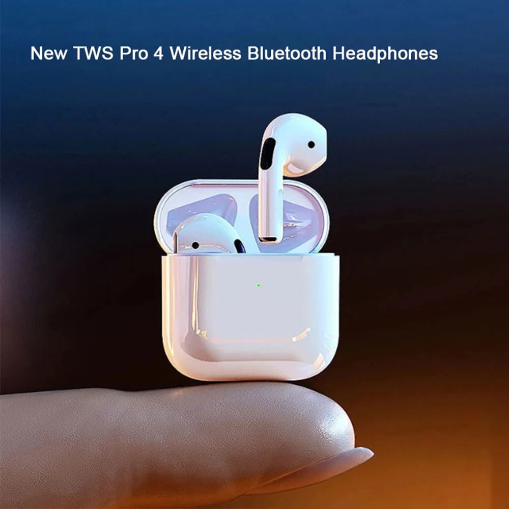 Fones de Ouvido Mini Pro4 TWS Bluetooth Sem Fio com Estojo Carregador