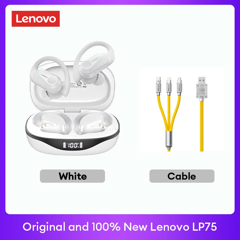 Fone Bluetooth Lenovo LP75 com Display Digital