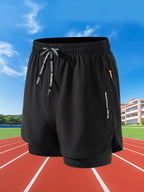 Shorts Compressão Masculinos 2 em 1 – Fitness, Corrida e Treino