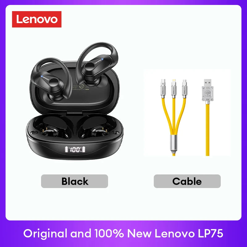 Fone Bluetooth Lenovo LP75 com Display Digital