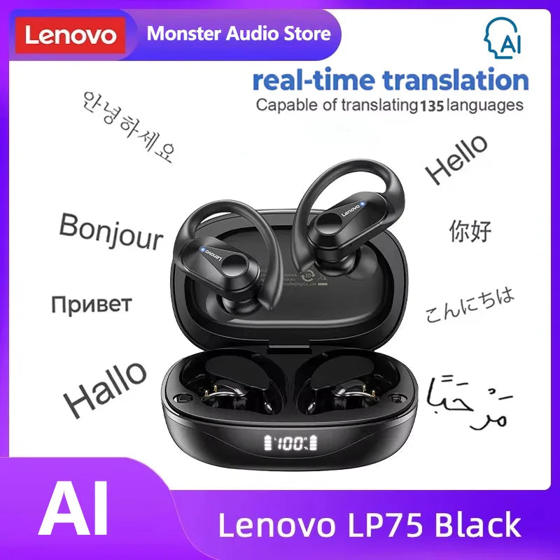 Fone Bluetooth Lenovo LP75 com Display Digital