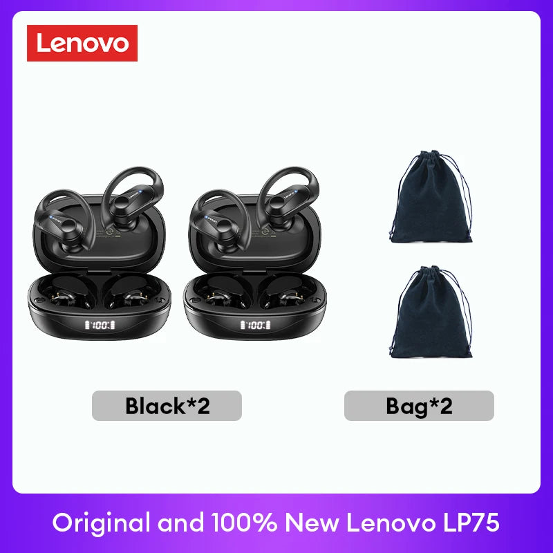 Fone Bluetooth Lenovo LP75 com Display Digital