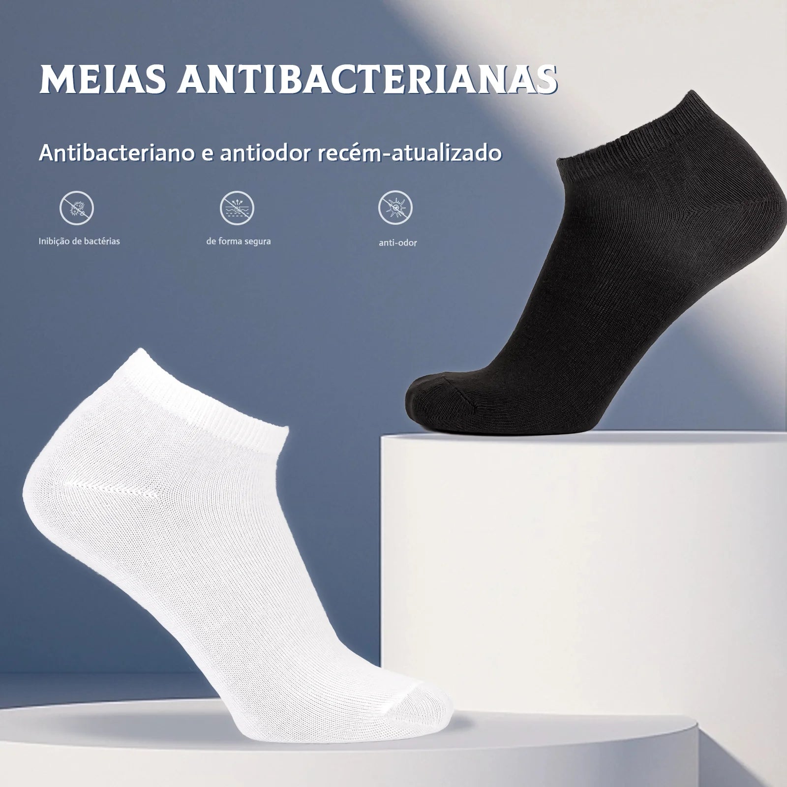 Kit 6 Pares de Meias Masculinas Antitranspirante